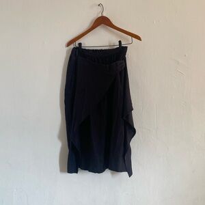 Made in Japan, Black hemp wrap skirt for woman - adjustable size